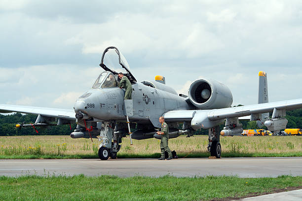 US Air Force A-10 "Volkel, The Netherlands - June 16, 2007: US Air Force A-10 on display at the Royal Netherlands Air Force Days." a10 warthog stock pictures, royalty-free photos & images