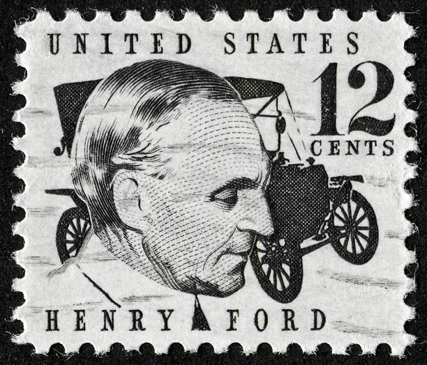 henry ford-briefmarke - postage stamp correspondence postmark macro stock-fotos und bilder