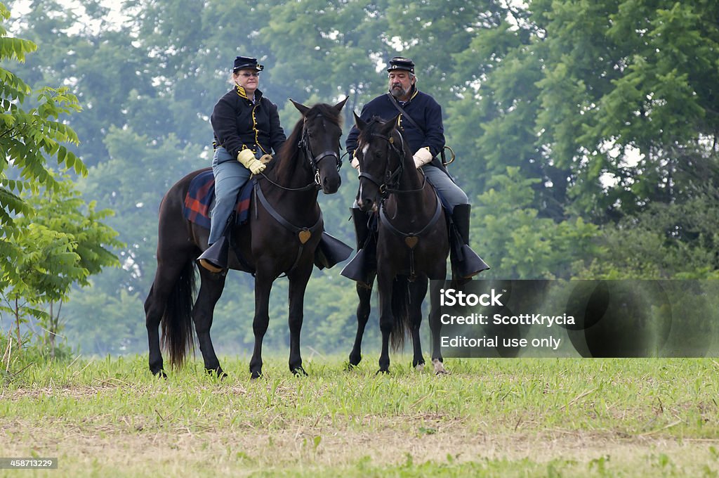 Union Wojna domowa Renactors Zobacz na Koń z tyłu - Zbiór zdjęć royalty-free (Armia Unii)