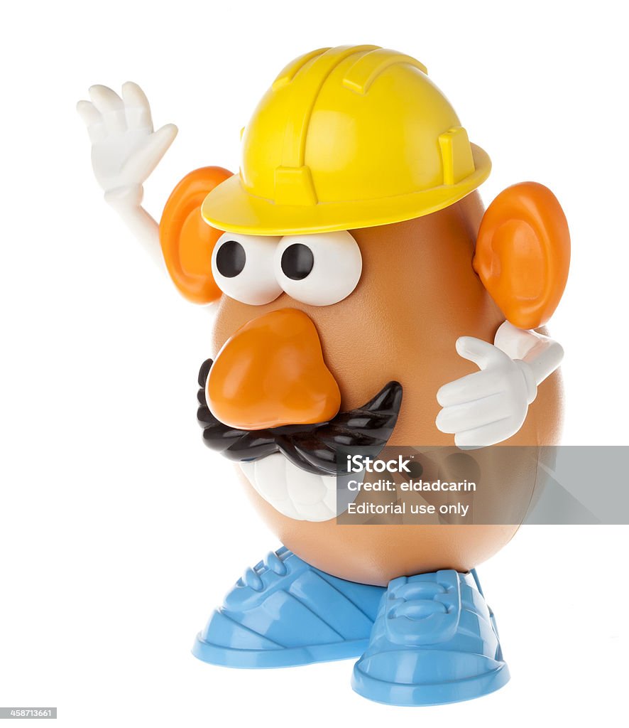 Mr. papas Head-Trabajador de construcción medio perfil - Foto de stock de Mr. Potato Head libre de derechos