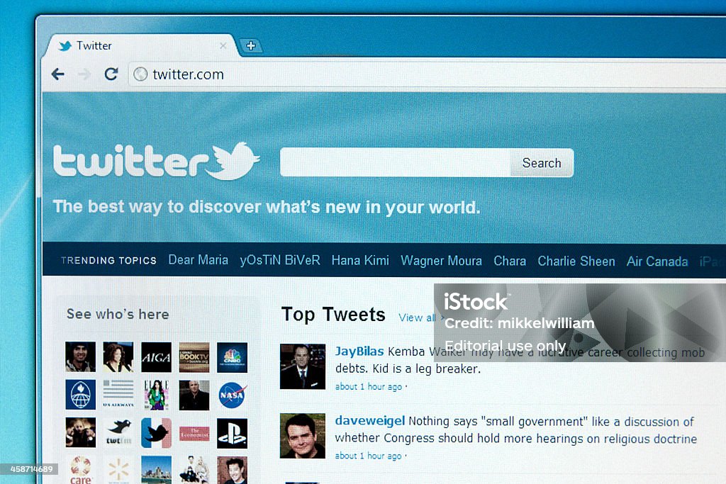 Twitter beliebtesten social media-website - Lizenzfrei .com Stock-Foto