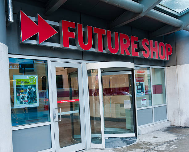 Future Shop Toronto, Canada - February 23, 2011: The exterior of the Future Shop store on Yonge Street in downtown Toronto.  Future Shop is Canada's largest consumer electronics retailer. computer store stock pictures, royalty-free photos & images