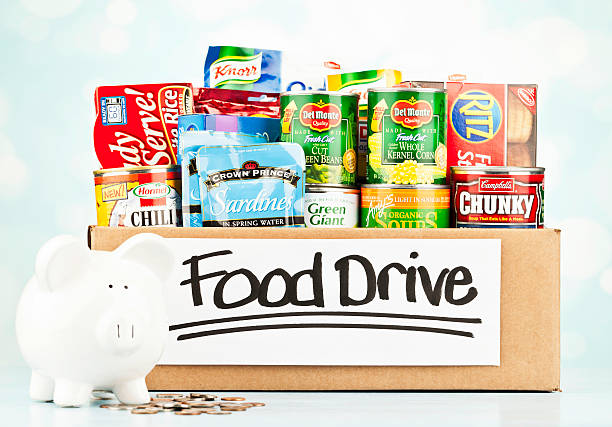 американская пища drive collection - food canned food drive motivation стоковые фото и изображения
