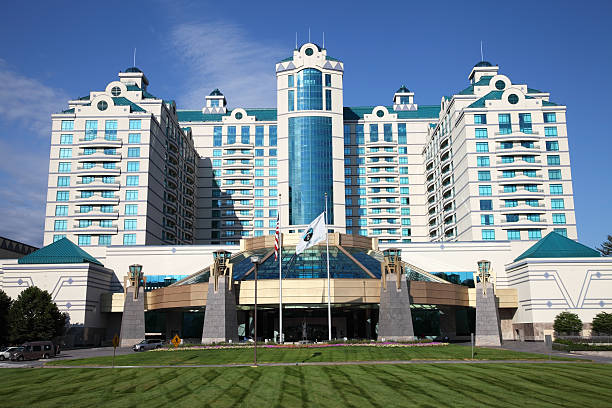 Ledyard, Connecticut, USA - July 3, 2012: Daytime view of the front entrance to Foxwoods Resort Casino on the Mashantucket Pequot Indian Reservation