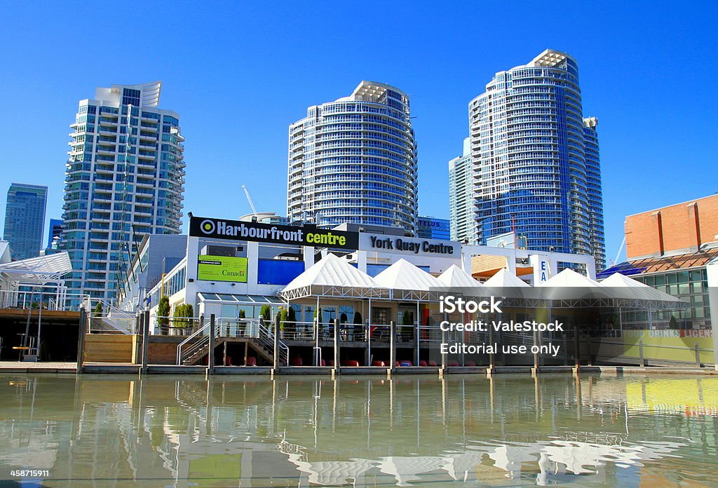 Toronto Harbourfront Centre "Toronto, A!anada - May 11, 2012: The Toronto Harbourfront Centre and three modern condos in Downtown Toronto" Toronto Stock Photo