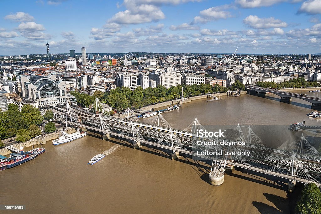 Blick auf Hungerford-Brücke vom London Eye - Lizenzfrei Ansicht aus erhöhter Perspektive Stock-Foto