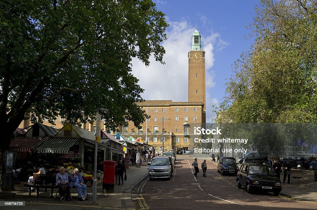 Norwich City Hall del mercado - Foto de stock de Norfolk libre de derechos