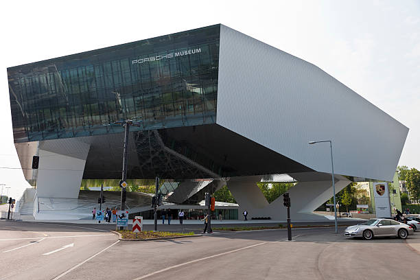 Zuffenhausen, Germany - May 2nd, 2009: View on the modern and futuristic Porsche Museum Building in Zuffenhausen near Stuttgart, Germany.