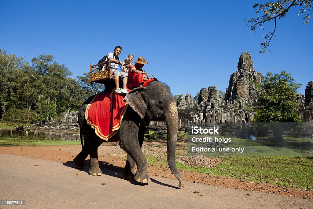 코끼리 탑승형, 바이욘, 캄보디아 (앙코르 톰 - 로열티 프리 3 명 스톡 사진