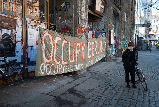 Berlin, Germany - March 24, 2012: Staircase and Graffiti on Kunsthaus Tacheles (Art House Tacheles). Tacheles was squattered in 1990 before the building was planned to be demolished.  In these days, occupants and artists face the threat of eviction by the police.