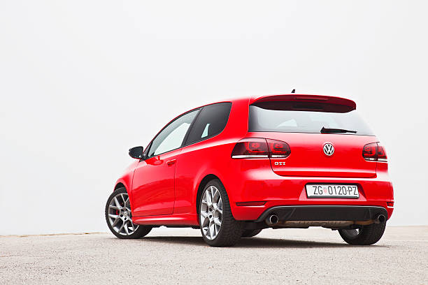 Zagreb, Croatia - November 21th, 2011: Red Volkswagen Golf GTI 35th Anniversary edition  parked by the lake. This special model is made in celebration of 35 years since the first Golf GTI.