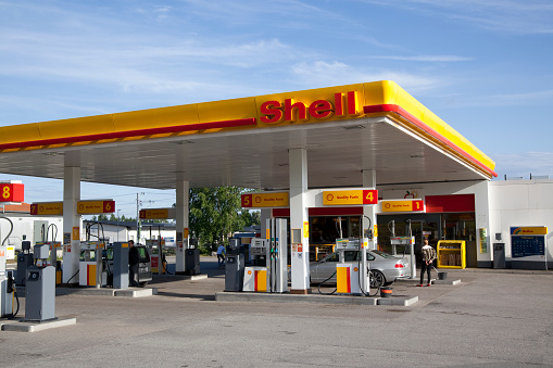 London, UK - October 3 2021: a Shell petrol station in London