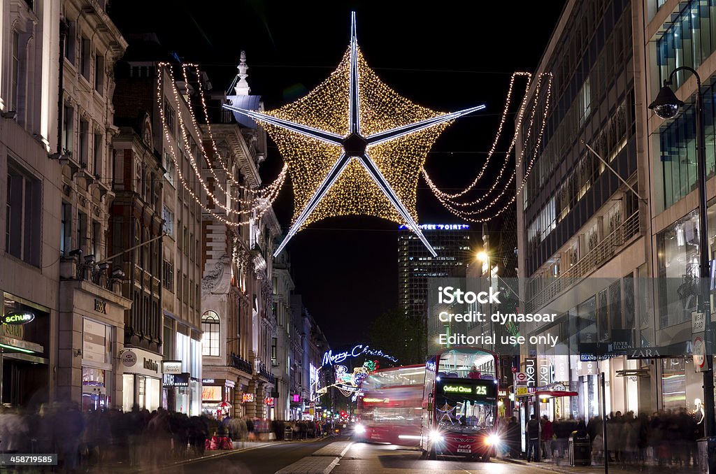 Oxford Street, Christmas lights, central london - Lizenzfrei Beleuchtet Stock-Foto