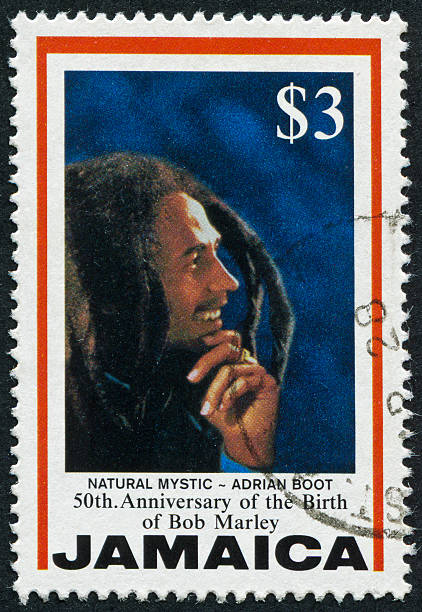 bob marley-briefmarke - postage stamp correspondence postmark macro stock-fotos und bilder