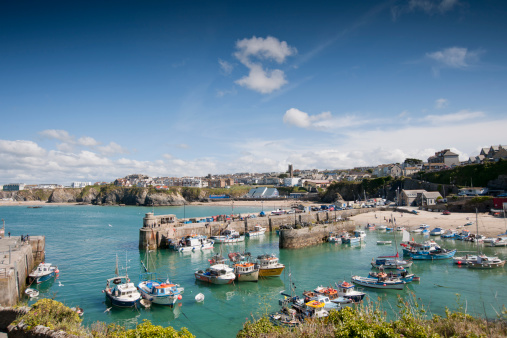 Newquay, United Kingdom - June 11, 2011: View over Newquay harbour to the Town Centre on a bright Sunny June Day.