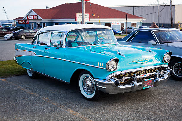 chevrolet bel air - collectors car front view chevrolet bel air horizontal imagens e fotografias de stock