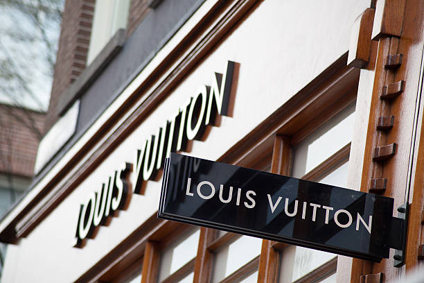 Louis Vuitton store sign in Amsterdam stock photo