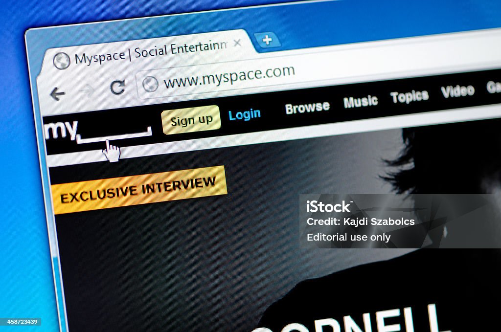 MySpace página da web no navegador - Foto de stock de Abstrato royalty-free