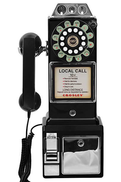 crosley 1950 de telefone público - coin operated pay phone telephone communication imagens e fotografias de stock