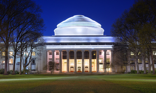 Cambridge, USA - April 5, 2012: The Great Dome of the Massachusetts Institute of Technology. Annual Commencement exercises are held in Killian Court which is over looked by the Great Dome.