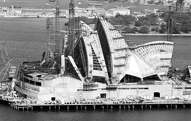 opera house-konstruktion - sydney opera house stock-fotos und bilder