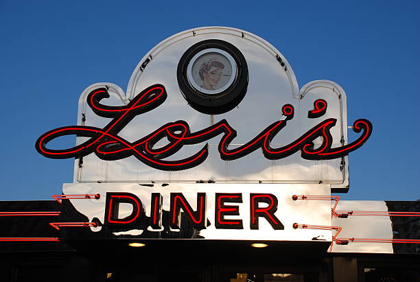 60s Retro Diner Neon Sign Usa Stock Photo - Download Image Now