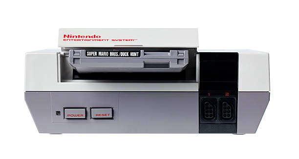 nintendo-entertainment-system mit super mario bros und ente hunt - nes stock-fotos und bilder