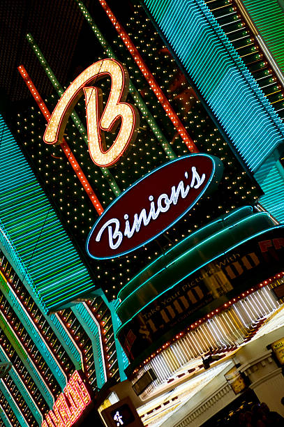 Binion's Casino "Las Vegas, USA - June 11, 2008: Binion's Casino, an old landmark on Fremont Street, is lit up with neon lights." wsop stock pictures, royalty-free photos & images