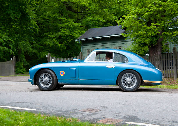 ASTON MARTIN DB2 from 1951 Stockholm, Sweden - june 03,2012:A fully restord Austin Martin DB2 from 1951, in a classic car cavalcade around the small island Djurgården on the public road in Stockholm Sweden 1950s racing car stock pictures, royalty-free photos & images