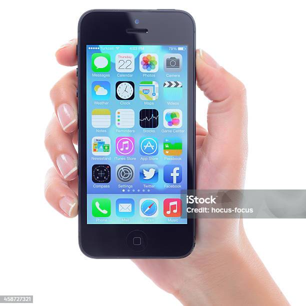 New Ios 7 Screen On Iphone 5 Stock Photo - Download Image Now - Adult, Apple Computers, Big Tech