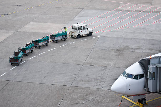 Cargo Trolley awaiting the Freight on an Airport stock photo