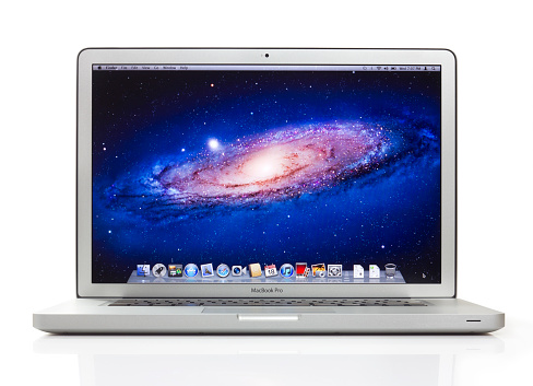 Warsaw, Poland - April 18, 2012: A MacBook Pro laptop computer by Apple Inc. 15-inch antiglare widescreen, OS X Lion 10.7 instaled.