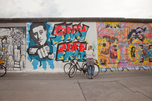 Graffiti artist at work in Amsterdam Noord