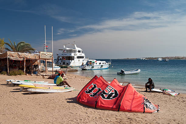 Ras Muhammed National Park, Sharm El Sheikh, Egypt- March 13, 2024 Tourists dive from a boat in the Red Sea.Boat trip and diving tourism in the Red Sea
