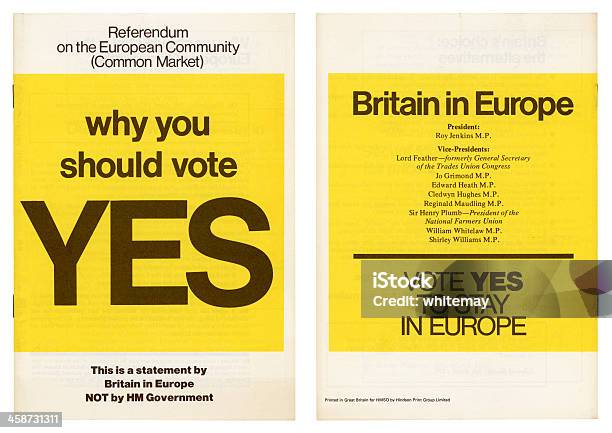 Comunidad Europea British Sí Campaña 1975 Foto de stock y más banco de imágenes de 1975 - 1975, 1970-1979, Edward Heath