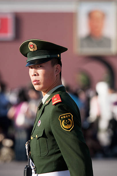 Tiananmen guard stock photo