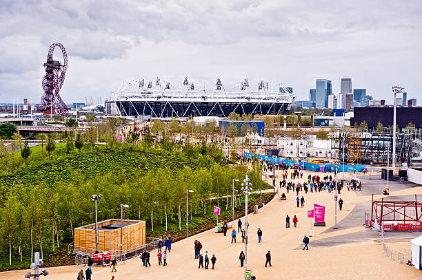 London 2012 Olympic park "London, UK - May 6, 2012: Olympic park during the London prepares series. The London Prepares series is the official London 2012 sports testing programme." 2012 stock pictures, royalty-free photos & images