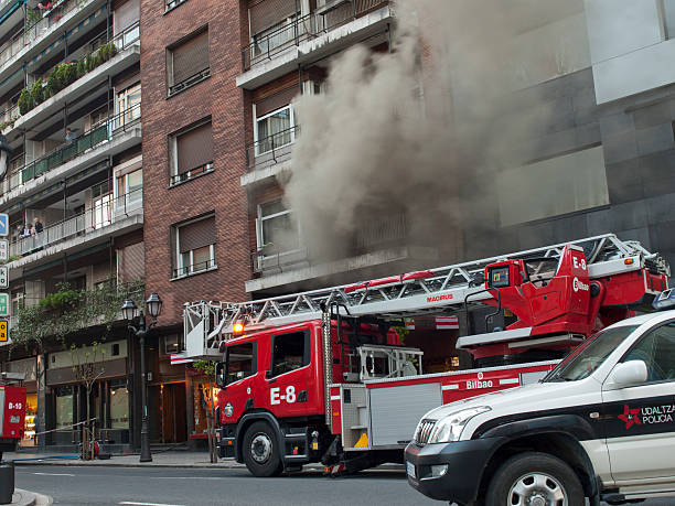 Fire in Bilbao stock photo