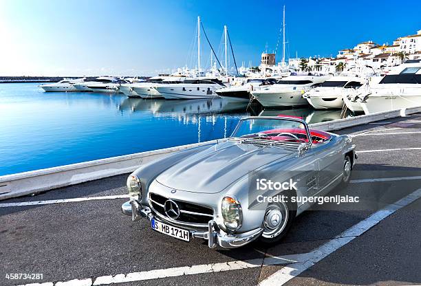 Mercedes 300 Sl Roadster Stock Photo - Download Image Now - Yacht, Car, Marbella