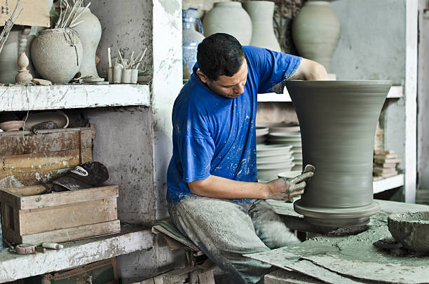 Fez, Morocco, pottery maker stock photo