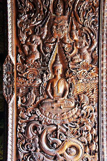 istock Wood carving in a thai temple 458798815
