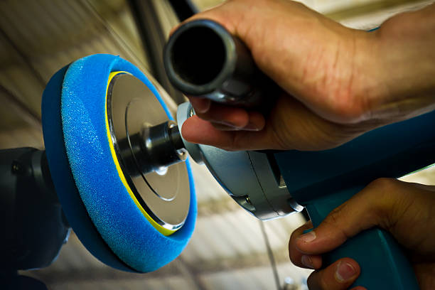 istock Hand hold car polishing machine. 458799177