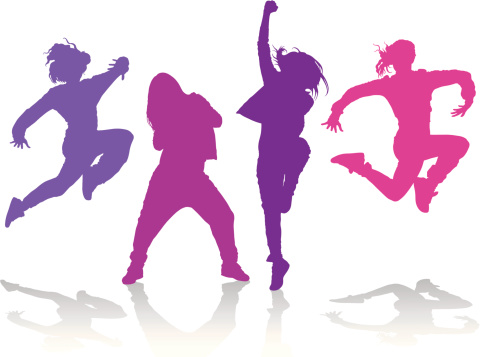Detailed silhouettes of girls dancing hip hop dance