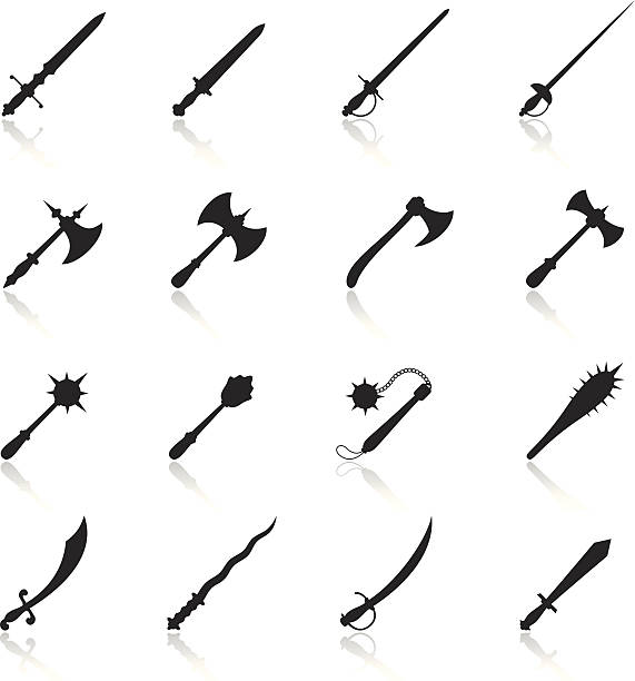 ilustrações, clipart, desenhos animados e ícones de armas conjunto de ícones - sword