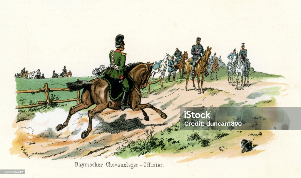 Exército Alemão-Cavalry diretor da Bavária - Ilustração de 1880-1889 royalty-free