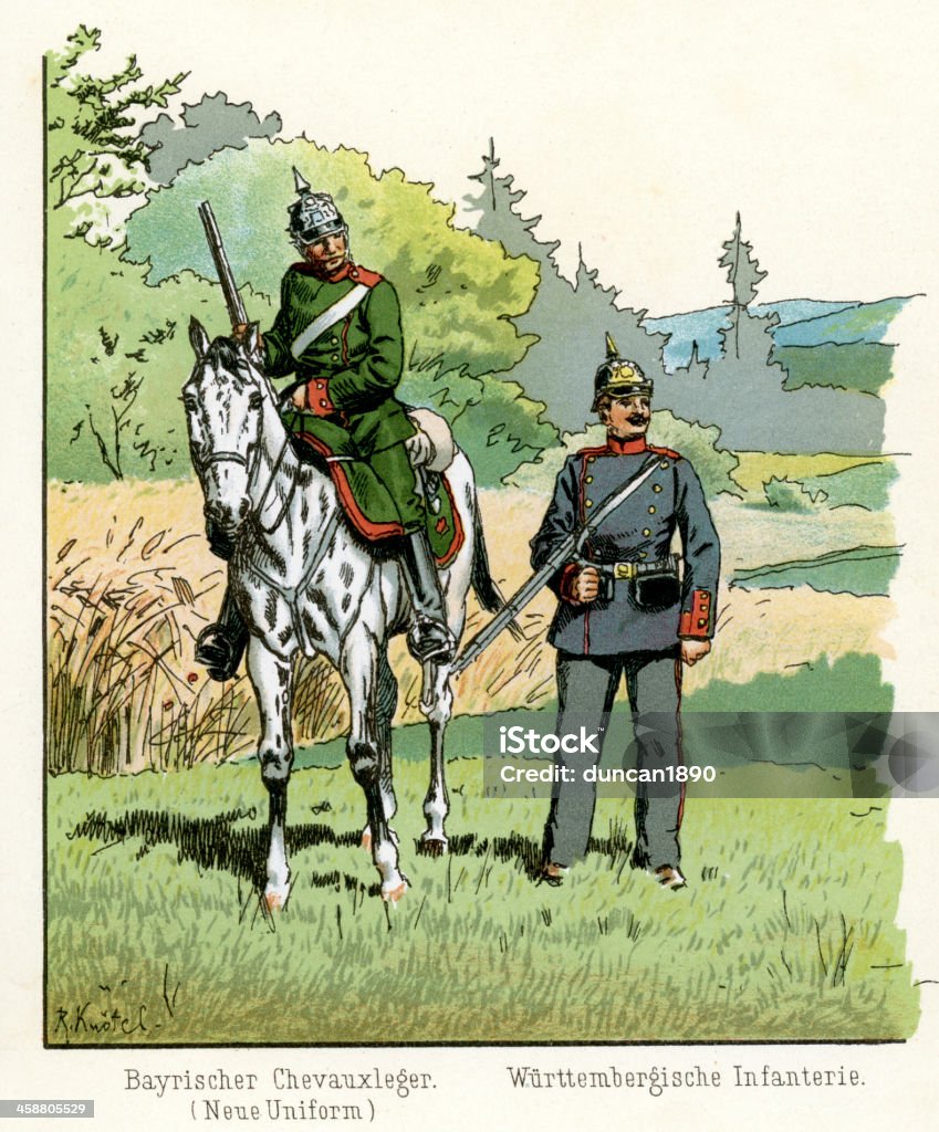 Armée allemande-cavalerie et de l'infanterie - Illustration de 1880-1889 libre de droits
