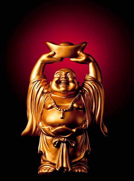 gold prosperità buddha maitreya - bodhisatva foto e immagini stock