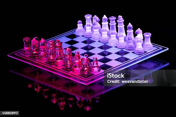 Glass Chess Set Stock Photo - Download Image Now - Bishop - Chess Piece, Board Game, Chess