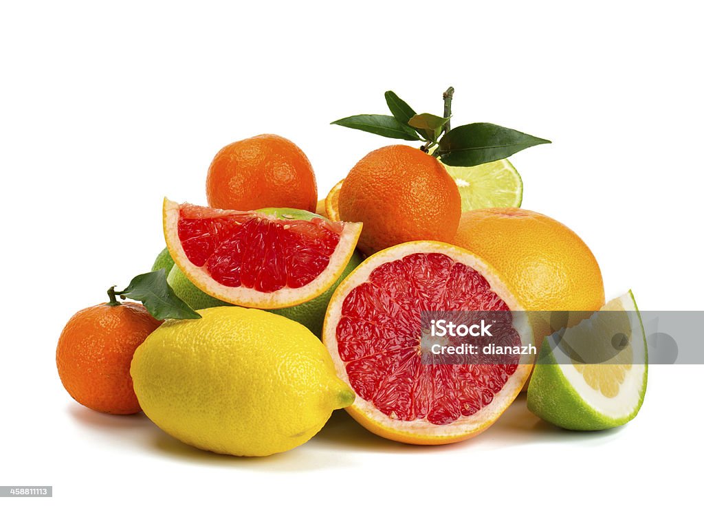 citrus fruits isolated on white background Citrus Fruit Stock Photo