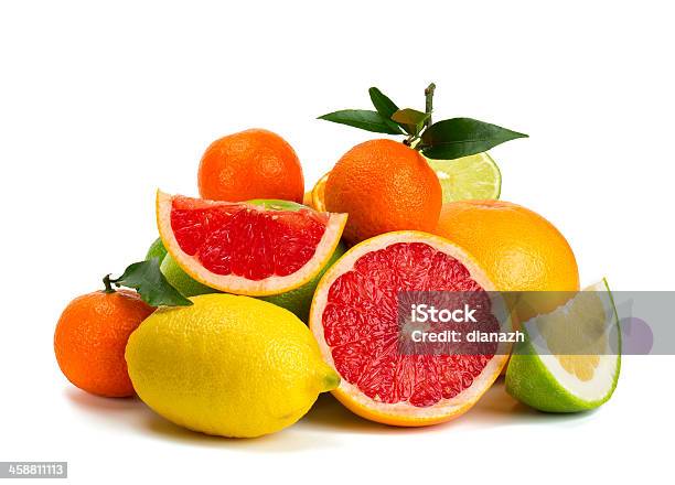 Citrus Fruits Isolated On White Background Stock Photo - Download Image Now - Citrus Fruit, Close-up, Collection